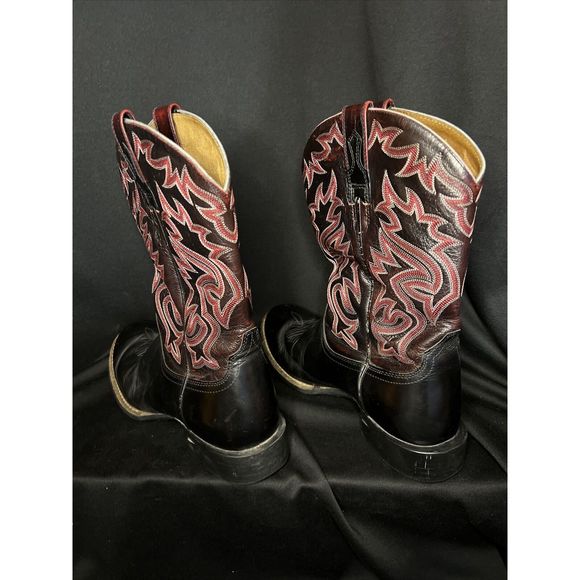 Ariat 38563 Leather Round Toe Cowboy Western Boots Size 9.5 D Men Black Red - Picture 4 of 12